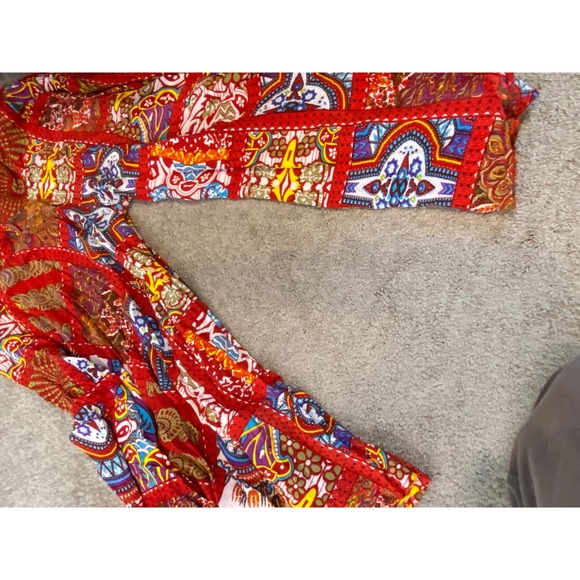 Earthbound Trading Co. Red Colorful Print Maxi Skirt Bohemian Festival Womens - Picture 7 of 7